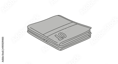 Stack of ten dollar bills illustration.