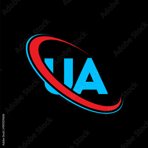 Free Download Professional ua letter logo featuring vibrant red and blue curved swoosh lines. Modern typographic design suitable for technology companies and creative agencies seeking a bold brand identity. - GFXLoad