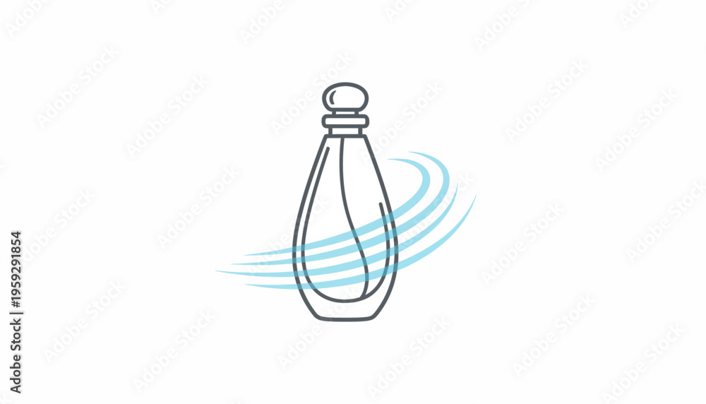 Obraz premium Perfume Bottle Icon with Swirling Scent Waves - Elegant Fragrance Symbol
