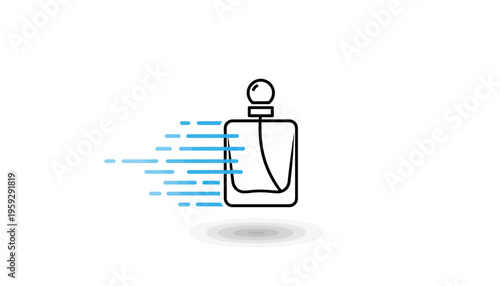 Perfume Bottle Icon with Speed Lines - Fast Delivery Concept