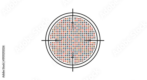 A crosshair aiming at a colorful target.