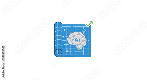 Blue AI brain on circuit board.