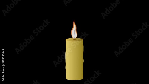 burning candle on black background animation