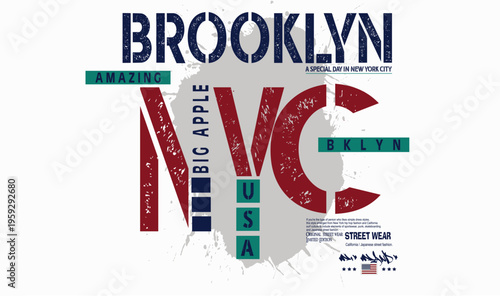 BKLYN grunge typography college varsity, Vintage college style new york, Tees, brooklyn City slogan print, Urban typography hipster street art, Retro varsity text for graphic tee t shirt or sweatshirt