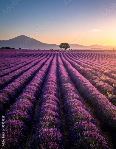 Lavender field at sunrise
