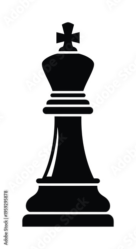 Vector of a single black chess king piece standing upright