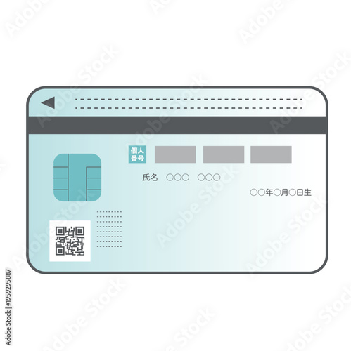マイナンバーカード（個人番号カード）の裏面イラスト（ICチップ・バーコード・QRコード）