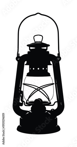 Vector of a vintage lantern with a clear glass enclosure and a handle
