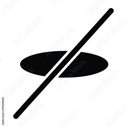 Minimalist vector design featuring a diagonal line intersecting an elliptical shape.