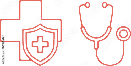 Healthcare symbols representing medical care and protection