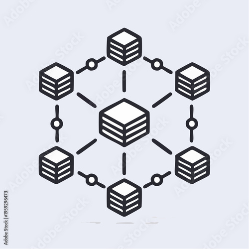 Blockchain Network Icon Decentralized Data System Technology Concept