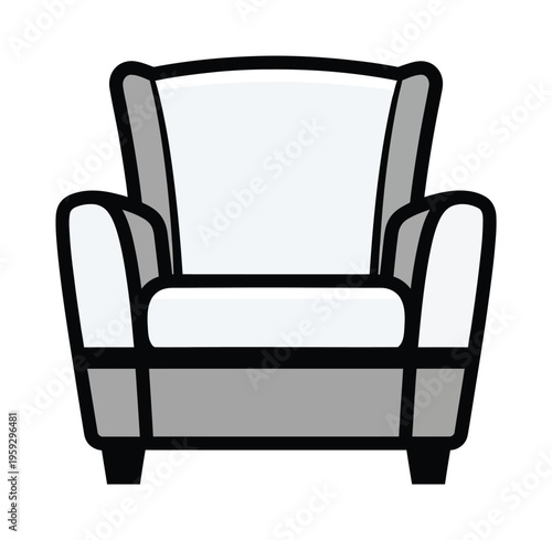 Vector of a simple modern armchair with a high backrest and comfortable cushions