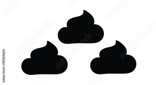 Three dark shapes resembling mounds a bold silhouette