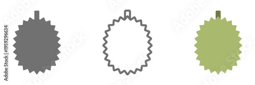 ドリアンのアイコンセット 白黒・線画・カラーの3種類の南国フルーツ素材