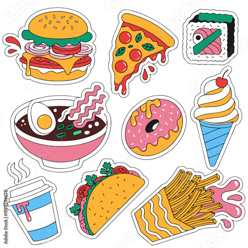 fast food icon set