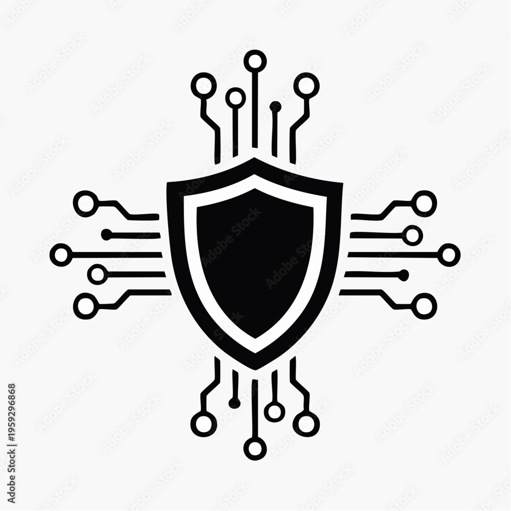 Obraz premium Cyber Security Shield Icon Data Protection Network Safety Technology Concept