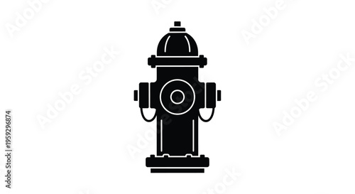 A black silhouette of a classic fire hydrant on white background