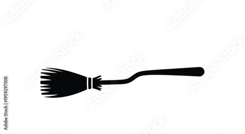 A simple black silhouette of a classic witch s broom silhouette