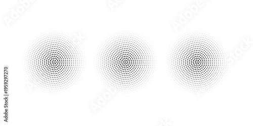 Circle dot frame. Circular border with halftone effect. Modern faded ring. Rounded semitone shape. Ballpoint boarding house. Dotted geometric pattern. Elements of small dots graphics eps 10