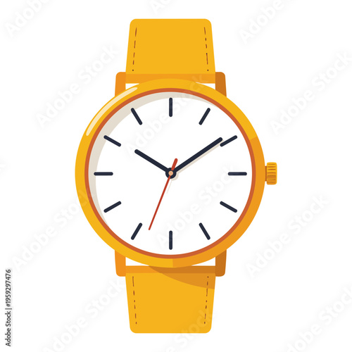 黄色い腕時計　フラットデザインイラスト