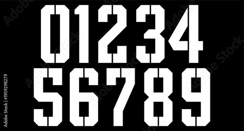 number set for jersey with modern and retro style