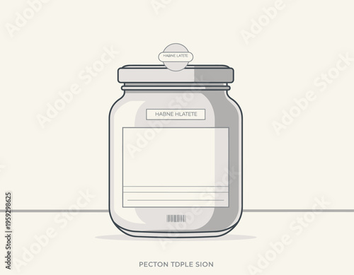An illustration of a closed glass jar with a label on a table