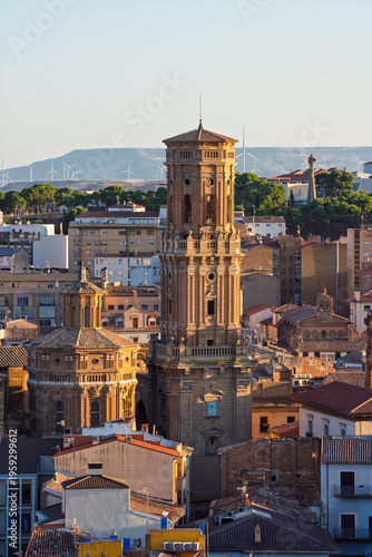 Fotografía View of the beautiful bell tower of Tudela Cathedral in Navarre, Spain