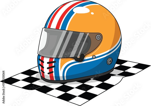 Sport Helmet on Checkered Flag