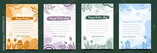 Abstract Easter Day Background Design Collection. Usable for Greeting Card, Social Media Post, Story, Web.