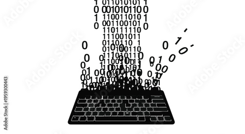 Digital data streams flowing from a keyboard, representing technology and information flow.