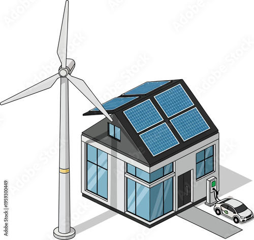 Modern home powered by clean energy