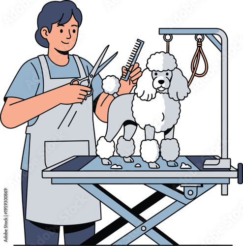 Dog grooming salon illustration