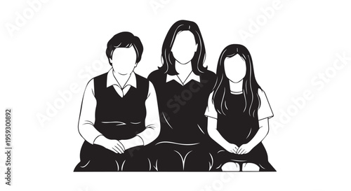 Generational Family Silhouette Icon Set: Unity & Heritage