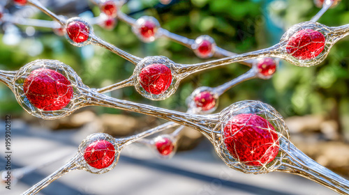 Exploring vibrant molecules in a fascinating display of science and nature during a sunny day in an outdoor laboratory setting