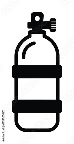 Vector of a scuba tank with straps and a valve