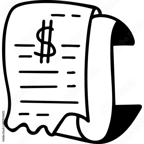 Receipt line icon, payment bill symbol, shopping invoice outline vector illustration