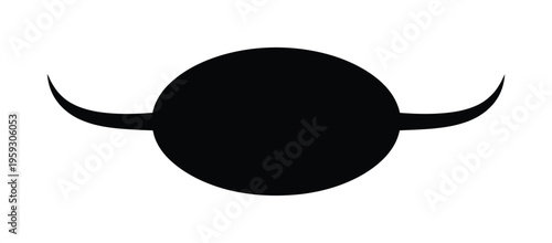 Vector of an oval shape with two curved lines extending from either side