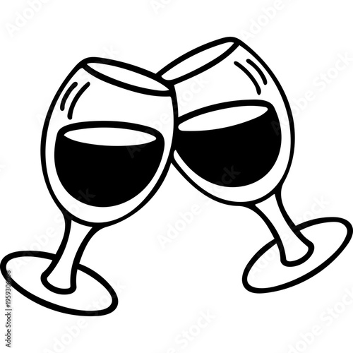 Two wine glasses clinking together in cheers toast