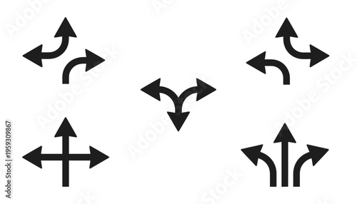 Arrow icon set for navigation and direction on a white background