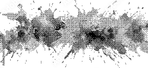 Illustration of Black ink splatter on white background