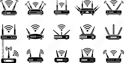 Professional electric kitchen blender vector set featuring a modern blue design, detailed line art, and black silhouette isolated on a white background for smoothies.