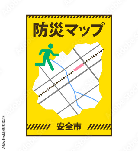 防災マップ 避難経路 災害対策 ハザードマップイラスト