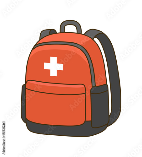 防災リュック 非常持ち出し袋 災害対策グッズ 避難準備イラスト