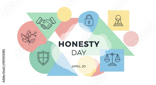 Honesty day april 30th colorful icons and symbols on white background