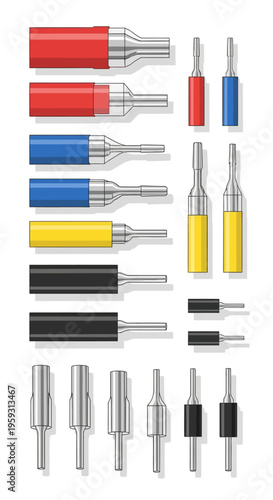 Assorted Electrical Connectors and Pins Display.
