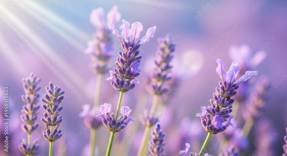 Naklejka premium Lavender flowers in a field blooming.