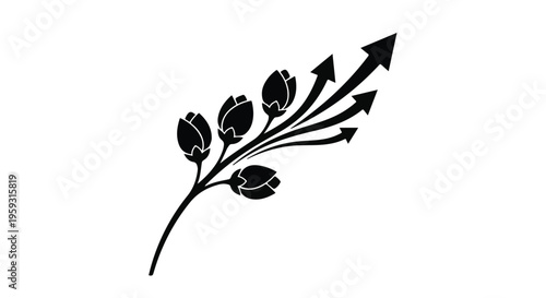 Budding growth branches out with arrows indicating forward progress and success.