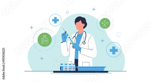 Doctor preparing injection, medical research, vaccination, science, healthcare, laboratory, science