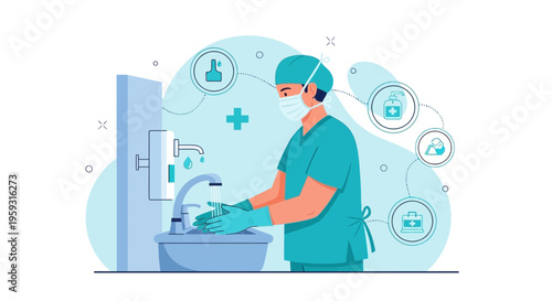 Doctor Washing Hands, Medical Hygiene, Infection Prevention, Healthcare Professional