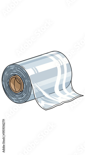 Transparent Plastic Wrap Roll Illustration.